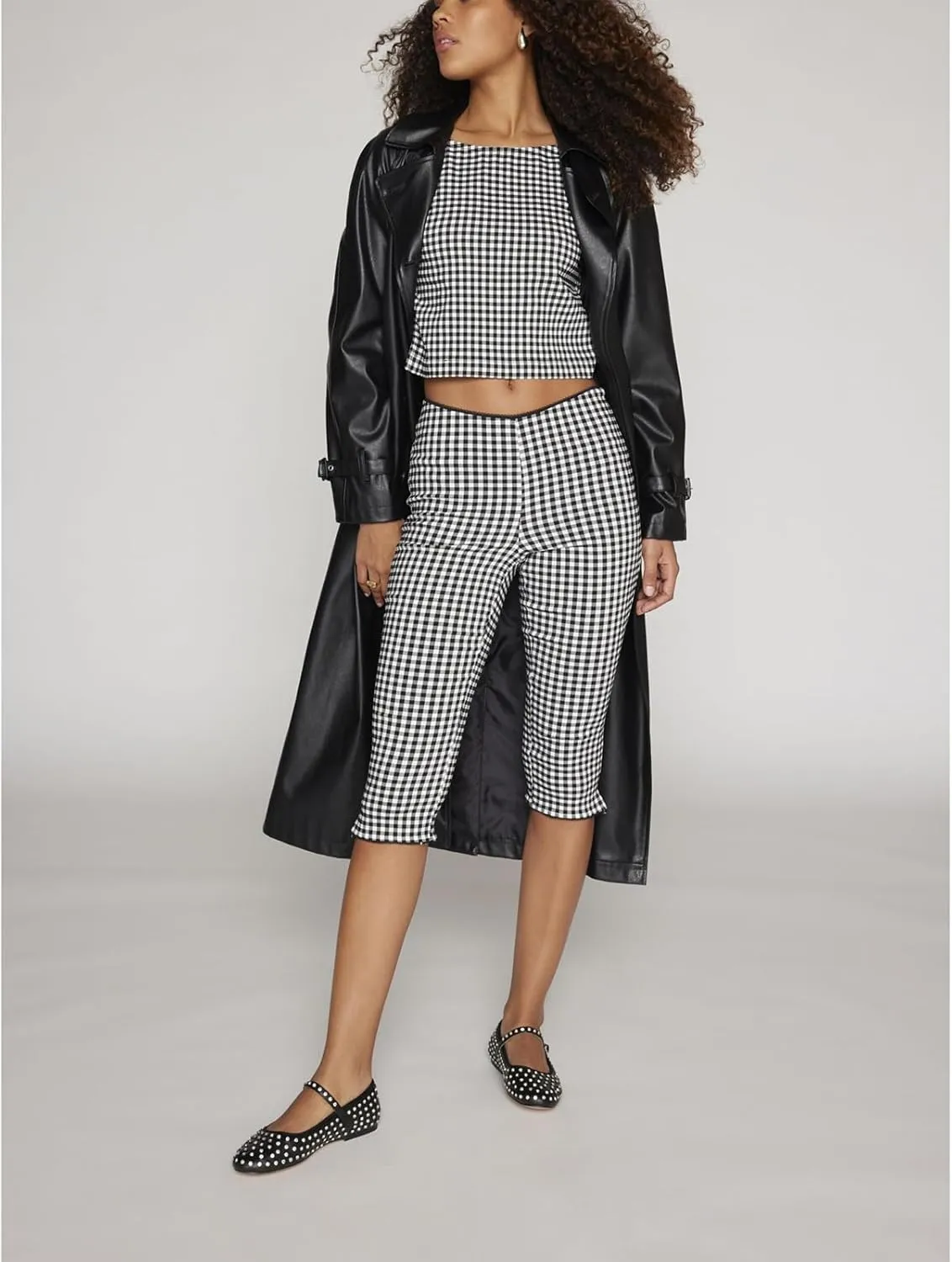 Women Y2K Printed Crop Top Square Neck Sleeveless Gingham Ruffle Runched Camisole Summer Backless Cami Tank Vest