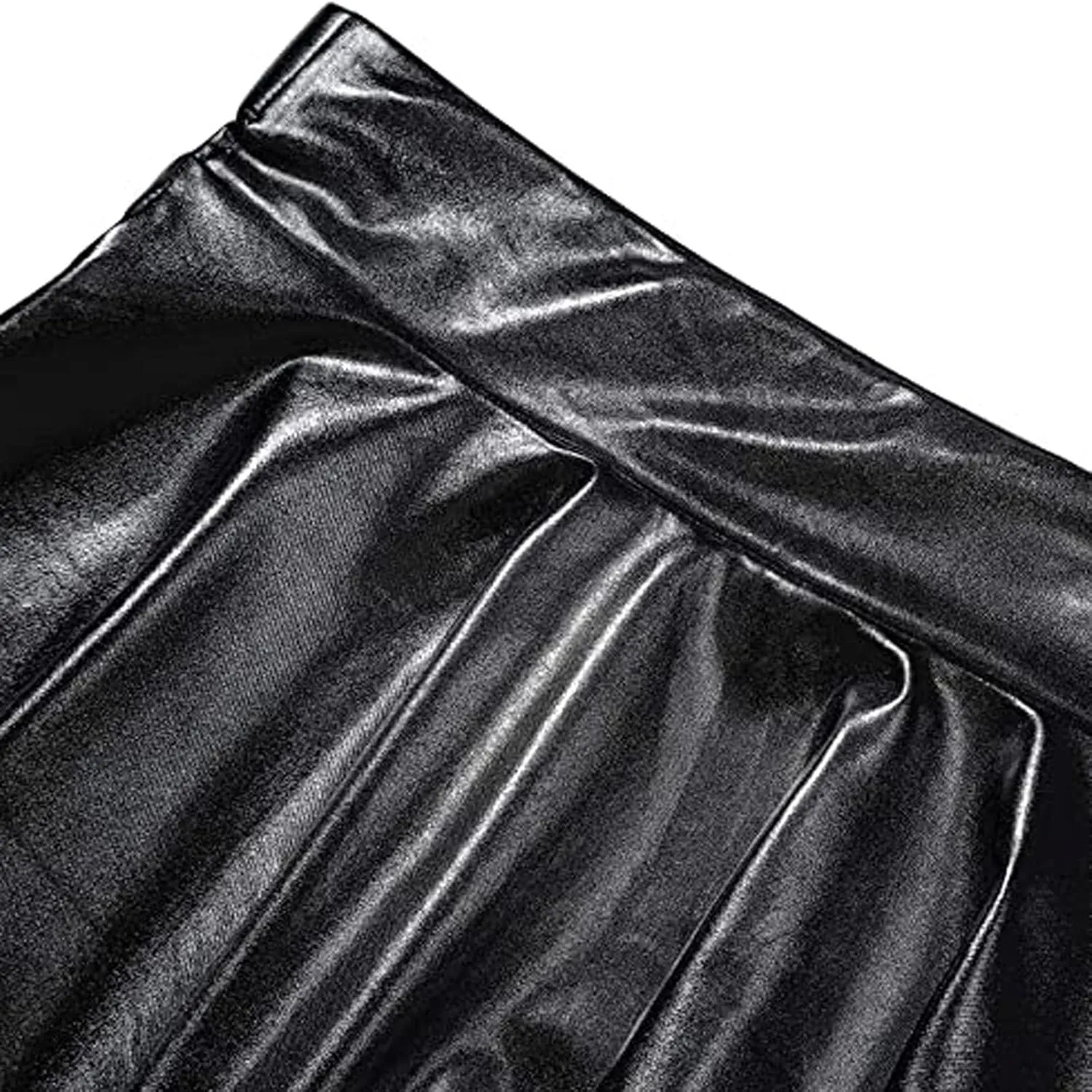 Womens Basic Versatile Mini Skirts Casual Stretchy Flared Skater Skirt Fashion Sexy Solid Pleated Skirt Shiny Skirts