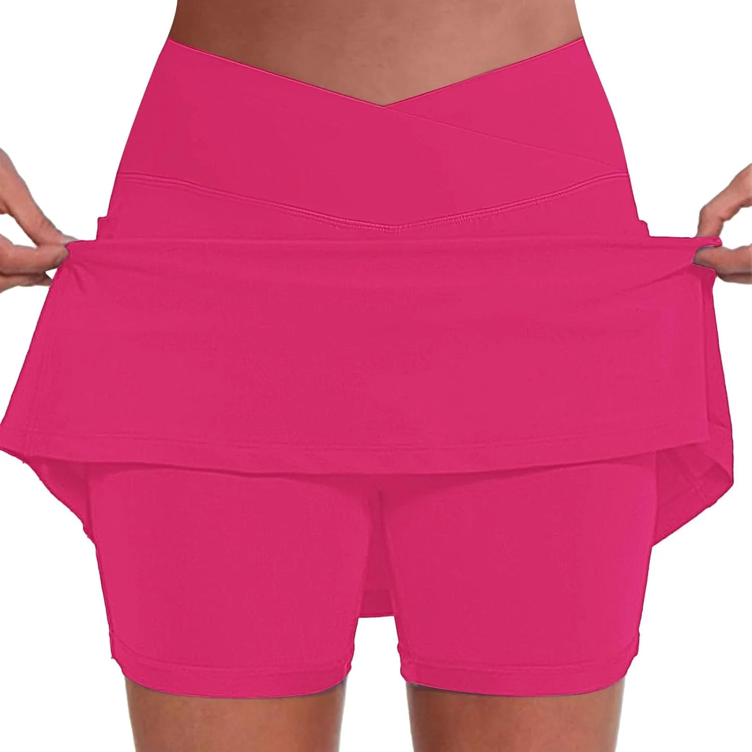 Women's Basic Versatile Stretchy Solid Flared Casual Mini Skater Skirt, S-5XL