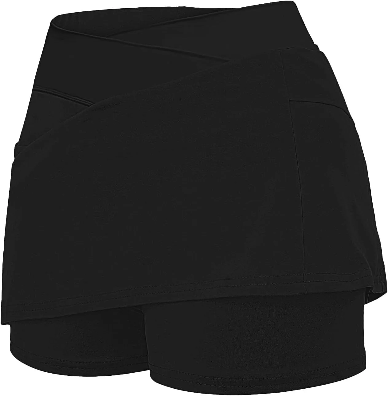 Women's Basic Versatile Stretchy Solid Flared Casual Mini Skater Skirt, S-5XL