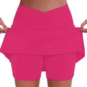 Women's Basic Versatile Stretchy Solid Flared Casual Mini Skater Skirt, S-5XL