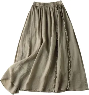 Womens Boho Floral Maxi Midi Skirt 2025 Summer Trendy Elastic Waist Pleated Aline Flowy Long Skirts Beach Vacation