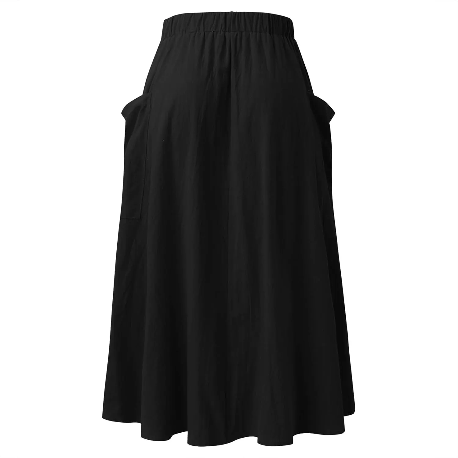 Womens Casual Midi Skirt Womens Lightweight High Waist Pleated A Line Midi Skirt with Pocket Woman Swing Cute
