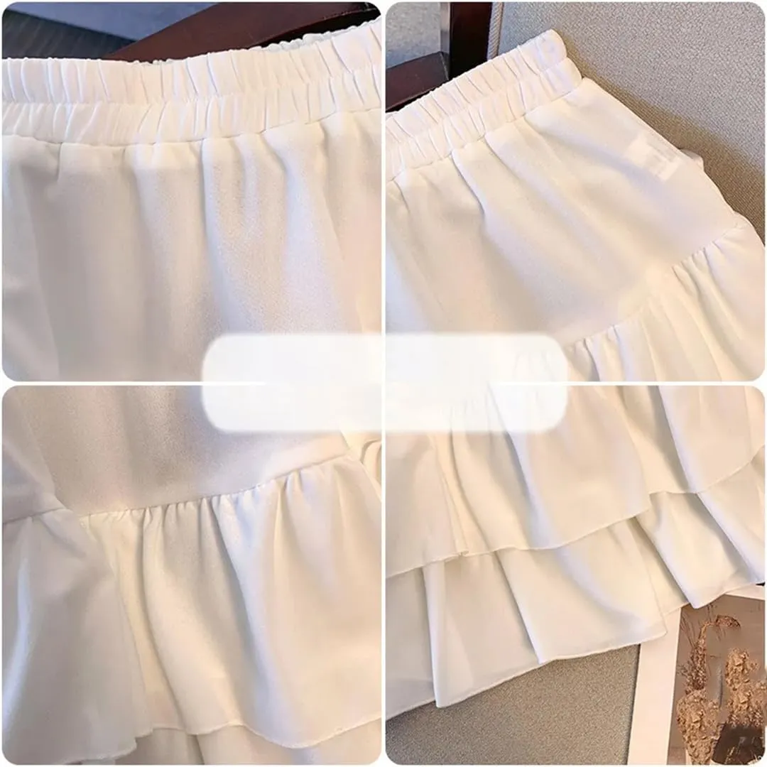 Women's Casual Oversied Mini Skirts Elastic High Waisted Casual Pleated Skirts