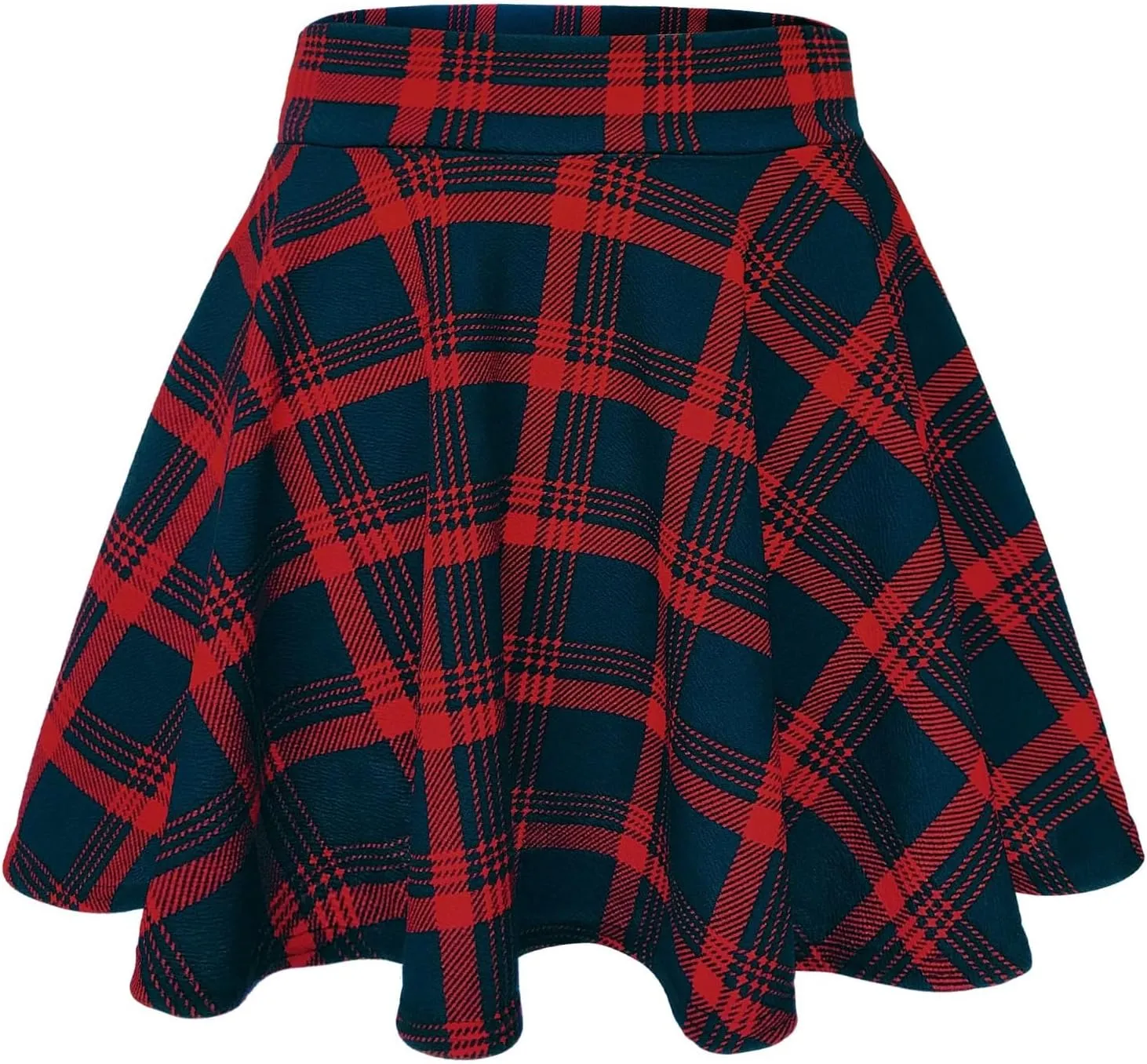Women's Casual Stretchy Flared Mini Skirt Basic A-Line Pleated Midi Skirt Plaid Flowy Swing Skater Skirts Trendy