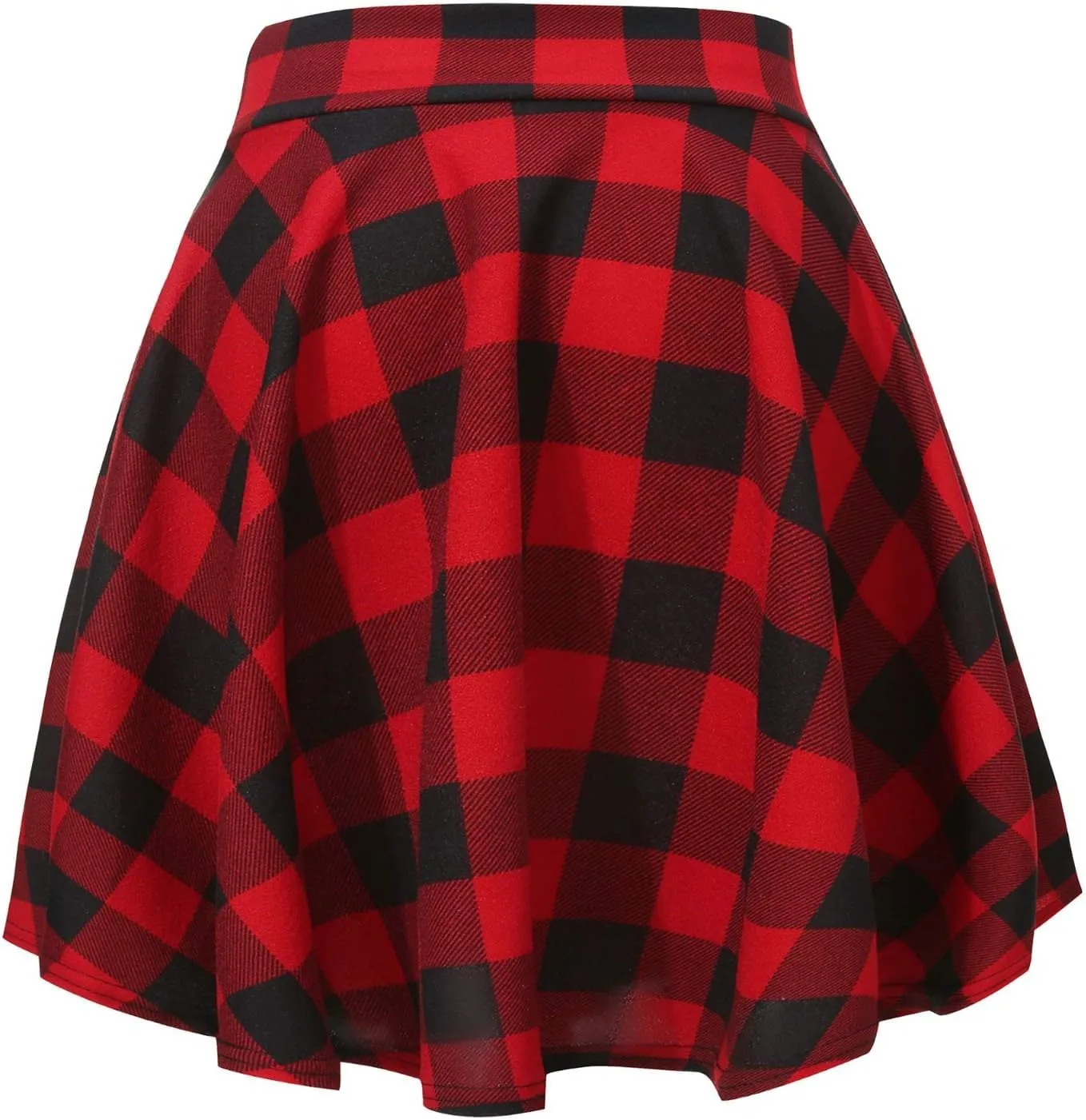 Women's Casual Stretchy Flared Mini Skirt Basic A-Line Pleated Midi Skirt Plaid Flowy Swing Skater Skirts Trendy