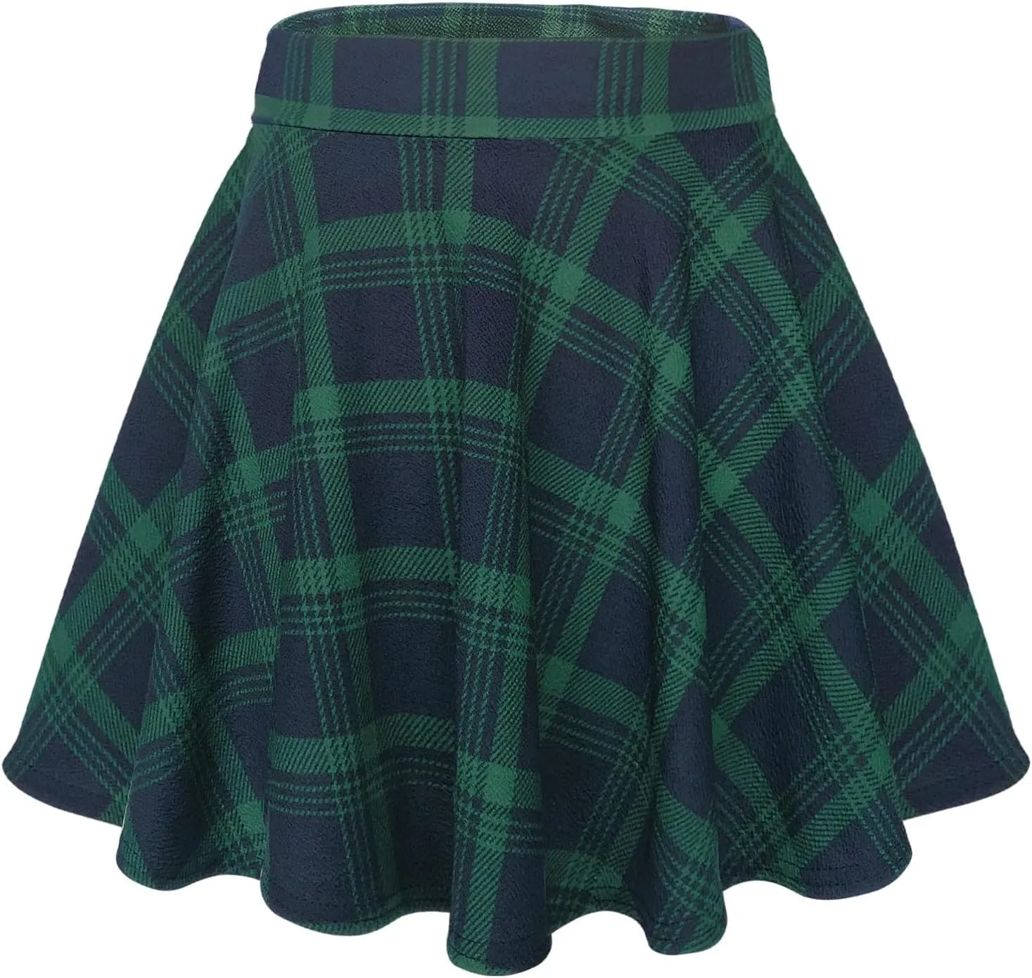 Women's Casual Stretchy Flared Mini Skirt Basic A-Line Pleated Midi Skirt Plaid Flowy Swing Skater Skirts Trendy