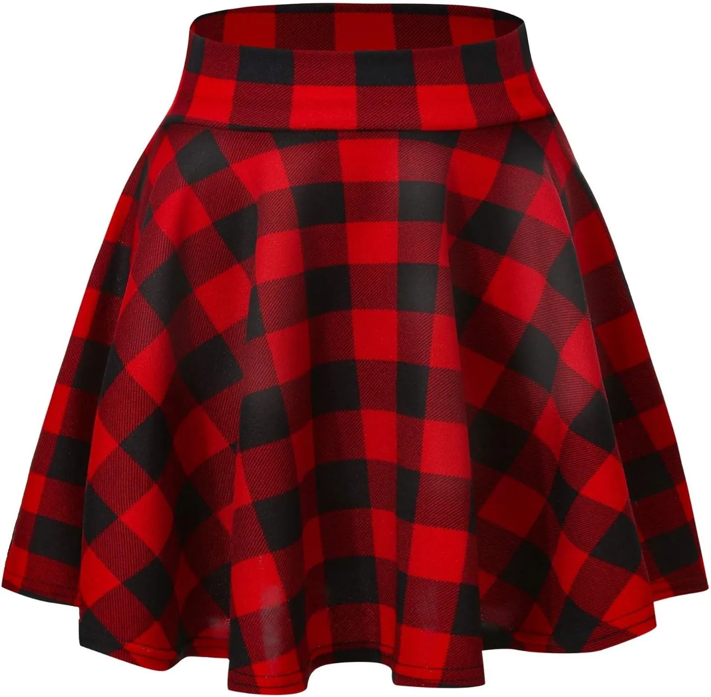 Women's Casual Stretchy Flared Mini Skirt Basic A-Line Pleated Midi Skirt Plaid Flowy Swing Skater Skirts Trendy