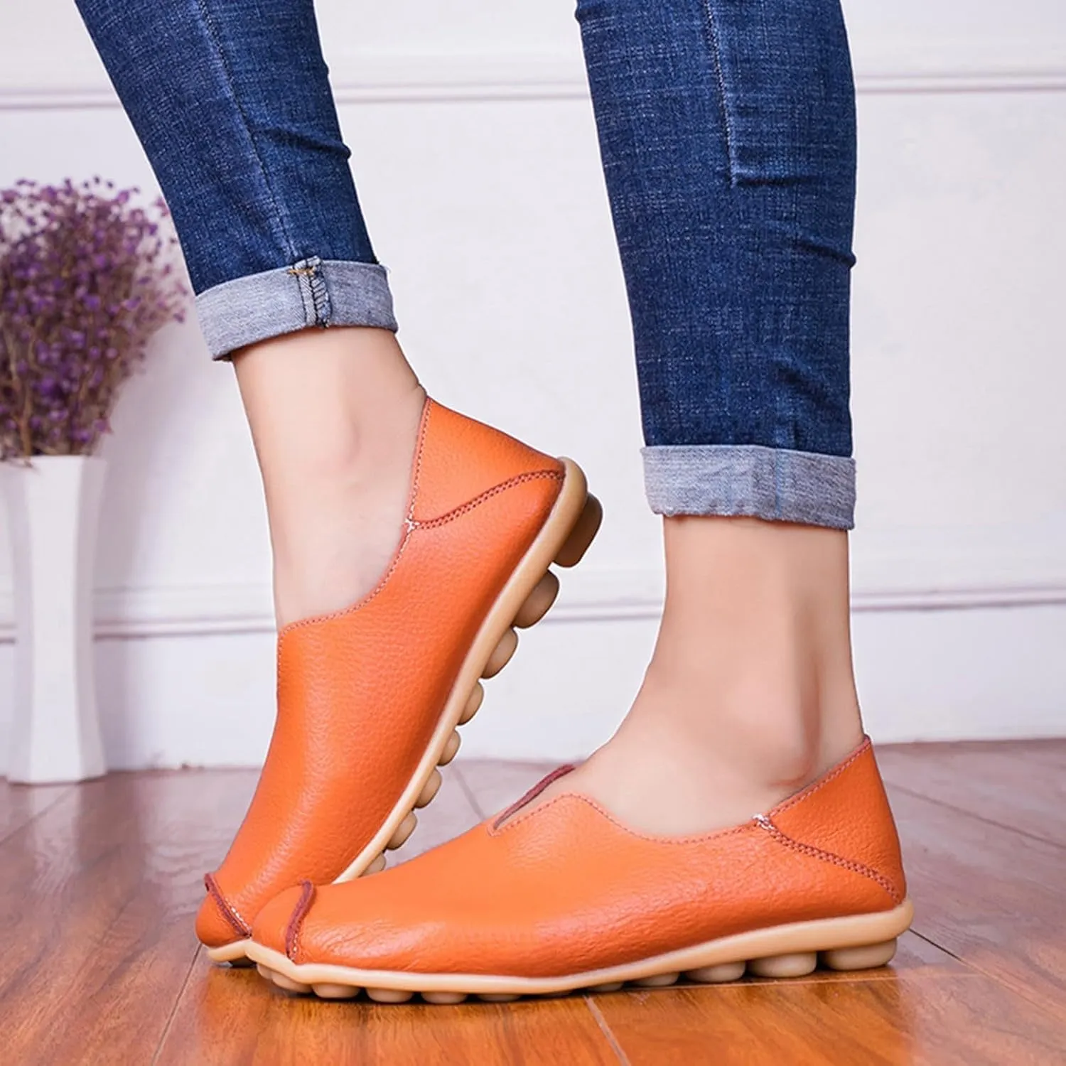 Womens Comfortable Loafers Round Toe Moccasins Driving Slip On Flat Shoes Casual Dressy Comfort Walking Boat Shoe