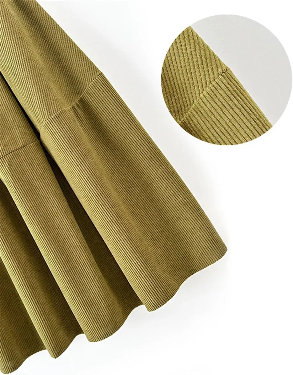 Women's Corduroy Midi Long Skirt with Pockets High Waist Pleated Swing Skirts Autumn Winter Skirts