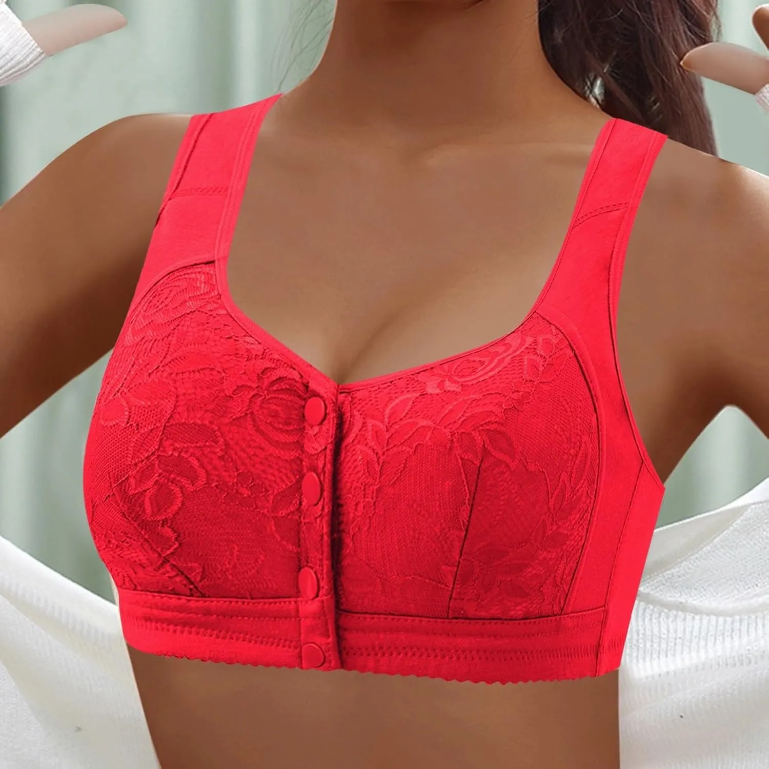 Womens Daisy Bra Front Closure Sports Bras Beauty Back Full Coverage Breathable Easy Close Bra Front Buckle Corset