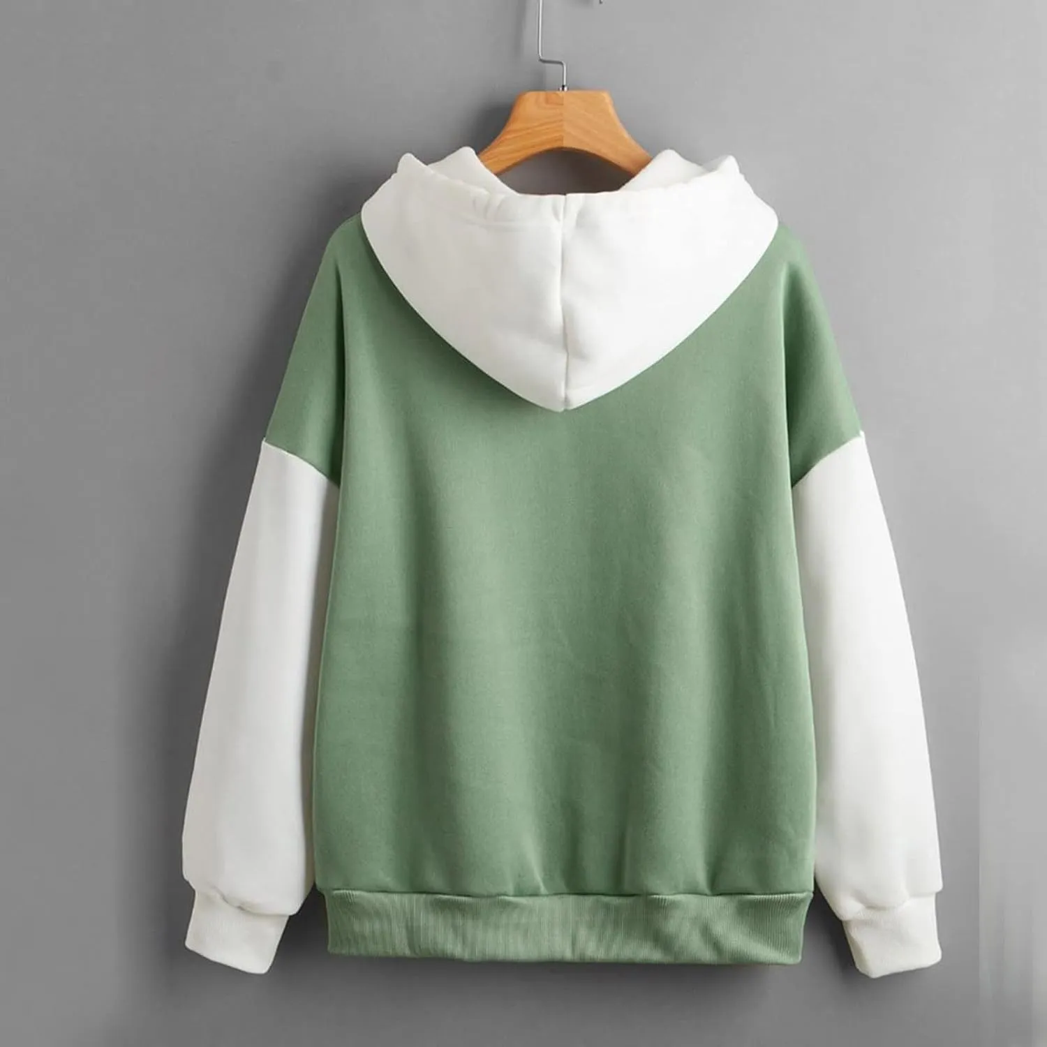 Women's Drawstring Color Block Sweatshirt Casual Comfortable Hooded Sweatshirt Autumn and Winter Warm Sweatshirt