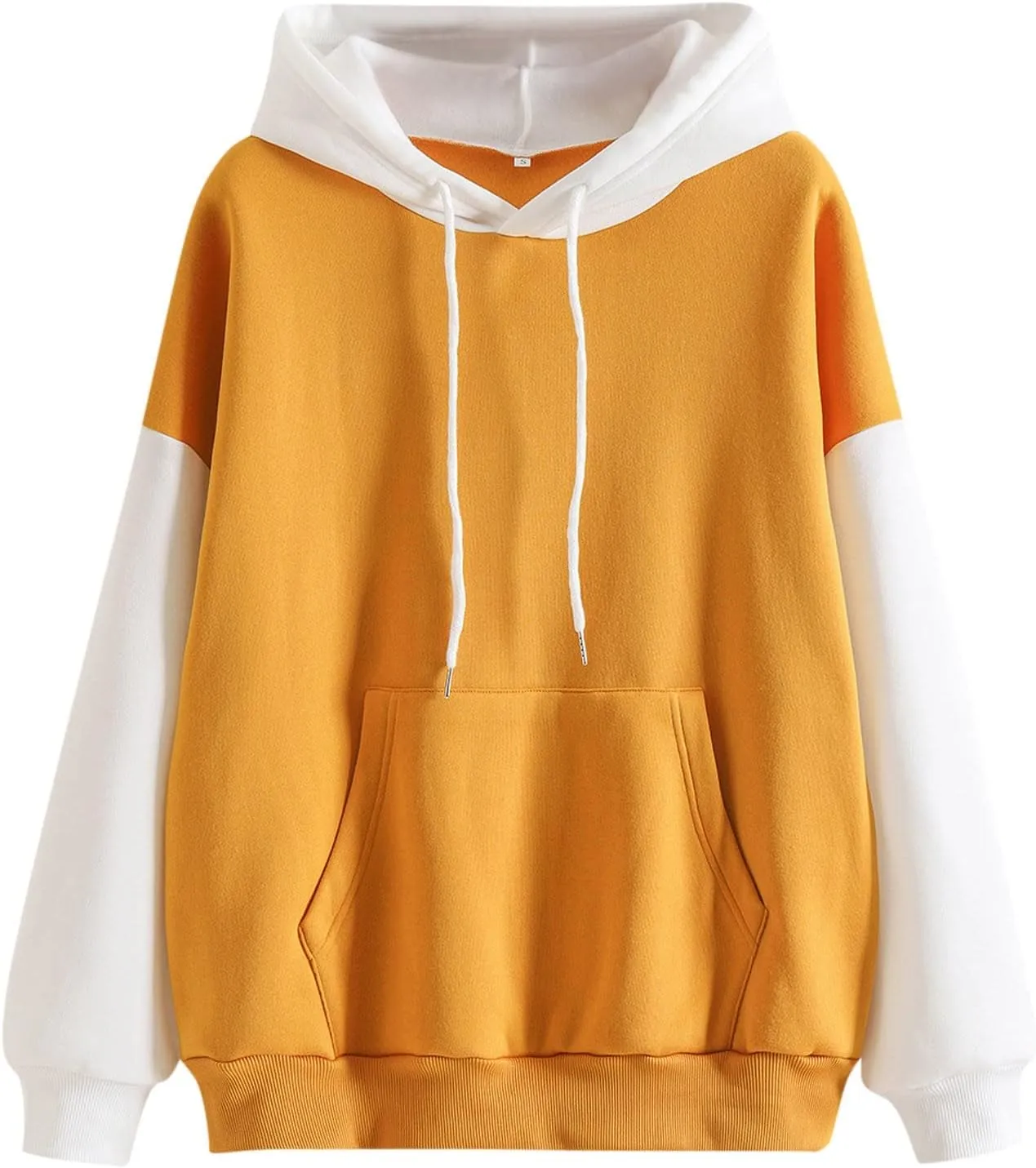 Women's Drawstring Color Block Sweatshirt Casual Comfortable Hooded Sweatshirt Autumn and Winter Warm Sweatshirt