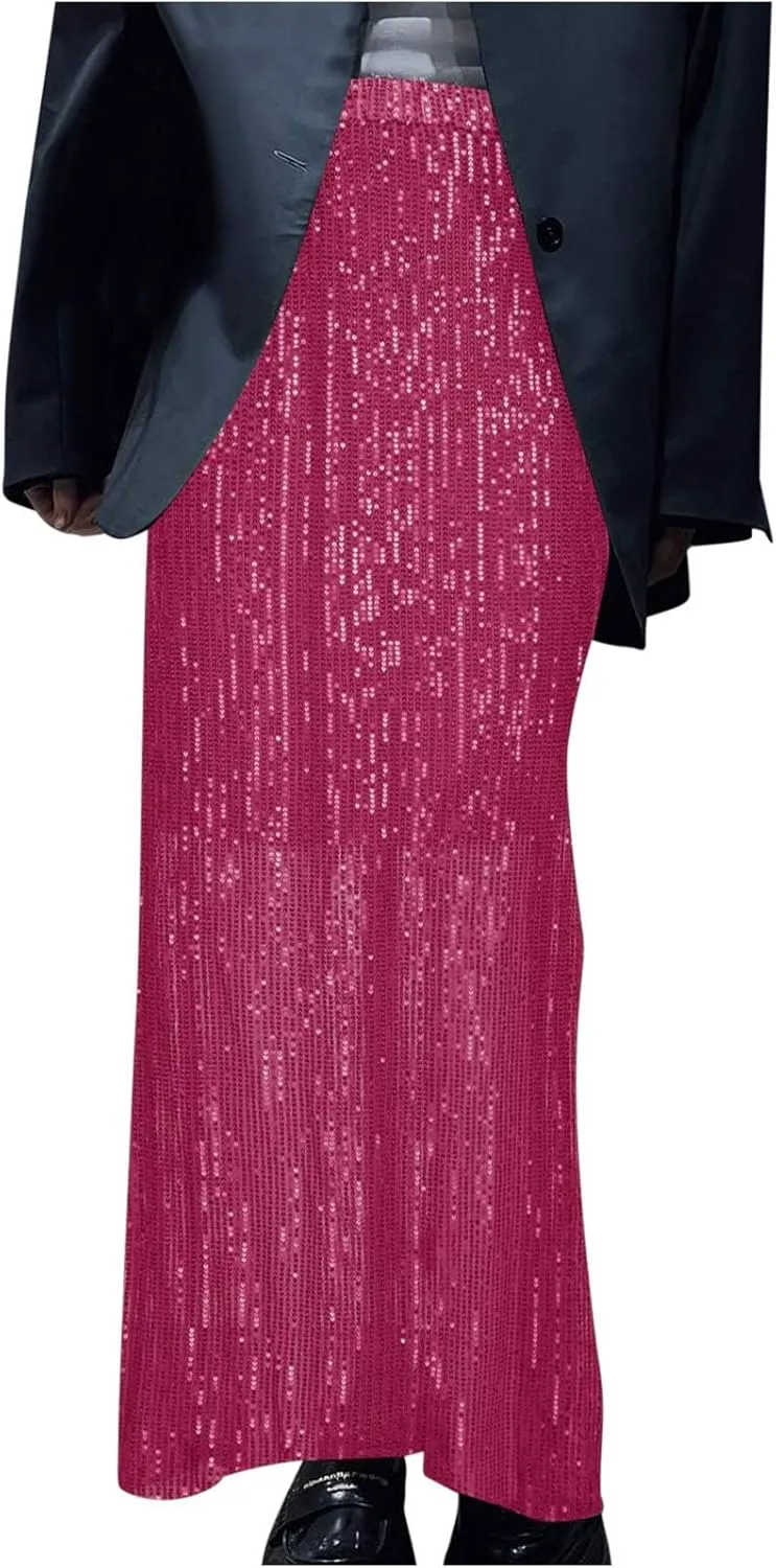 Women's Elegant Skirts Sequin Stretch High Waisted Skirt Slim-Fit Skinny Bodycon Skirts Fashion Cozy Outdoor Skirt