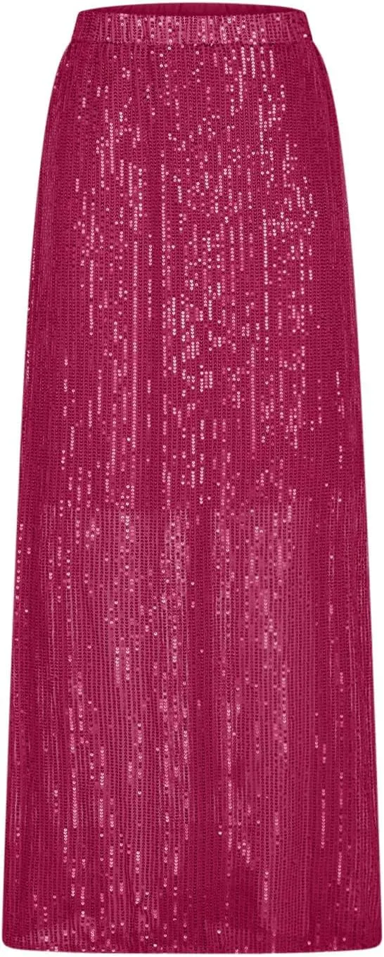 Women's Elegant Skirts Sequin Stretch High Waisted Skirt Slim-Fit Skinny Bodycon Skirts Fashion Cozy Outdoor Skirt