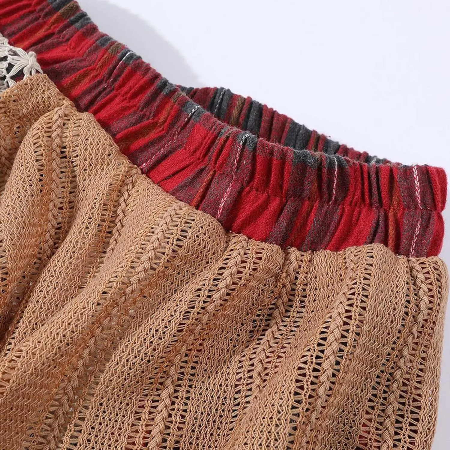 Women's Fashion High Elastic Waist Plaid Maxi Skirt, Vintage Y2K A-Line Asymmetrical Skirts Comfy Loose Swing Skirts