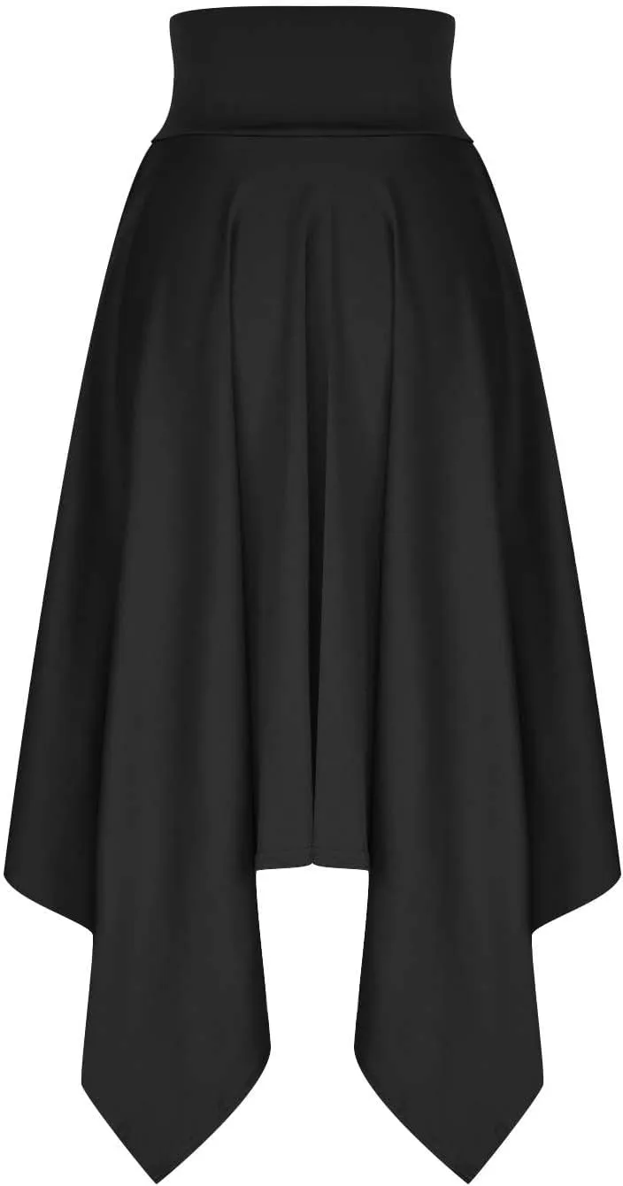 Women's Flowy Handkerchief Hemline Midi Skirt Elegant High Waisted Short Skirts Soft Fit Irregular Hem Summer Skirt
