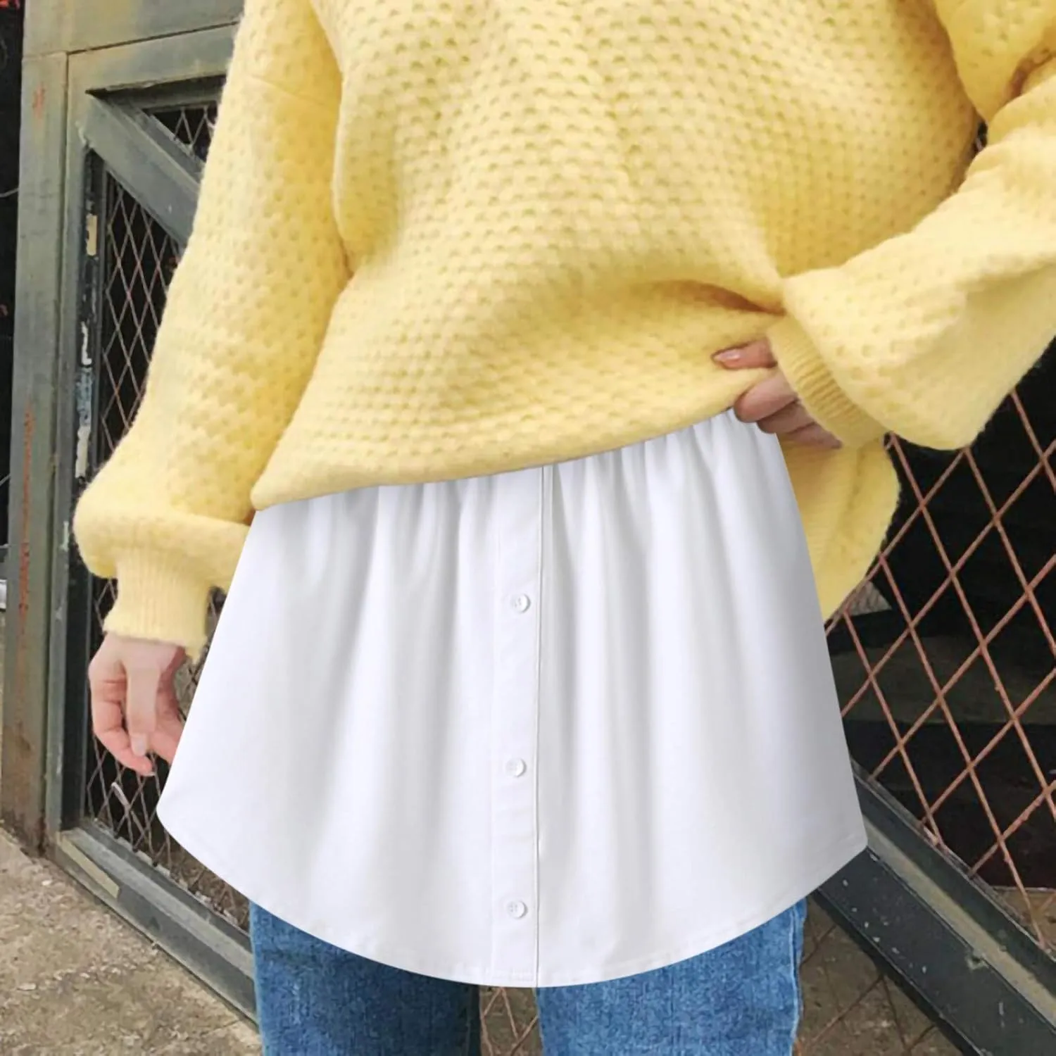 Womens Half Extender Mini Skirts Casual Solid Versatile Short Skirt Shirts Curved Hem Plus Skirt Funny Waist Accessory