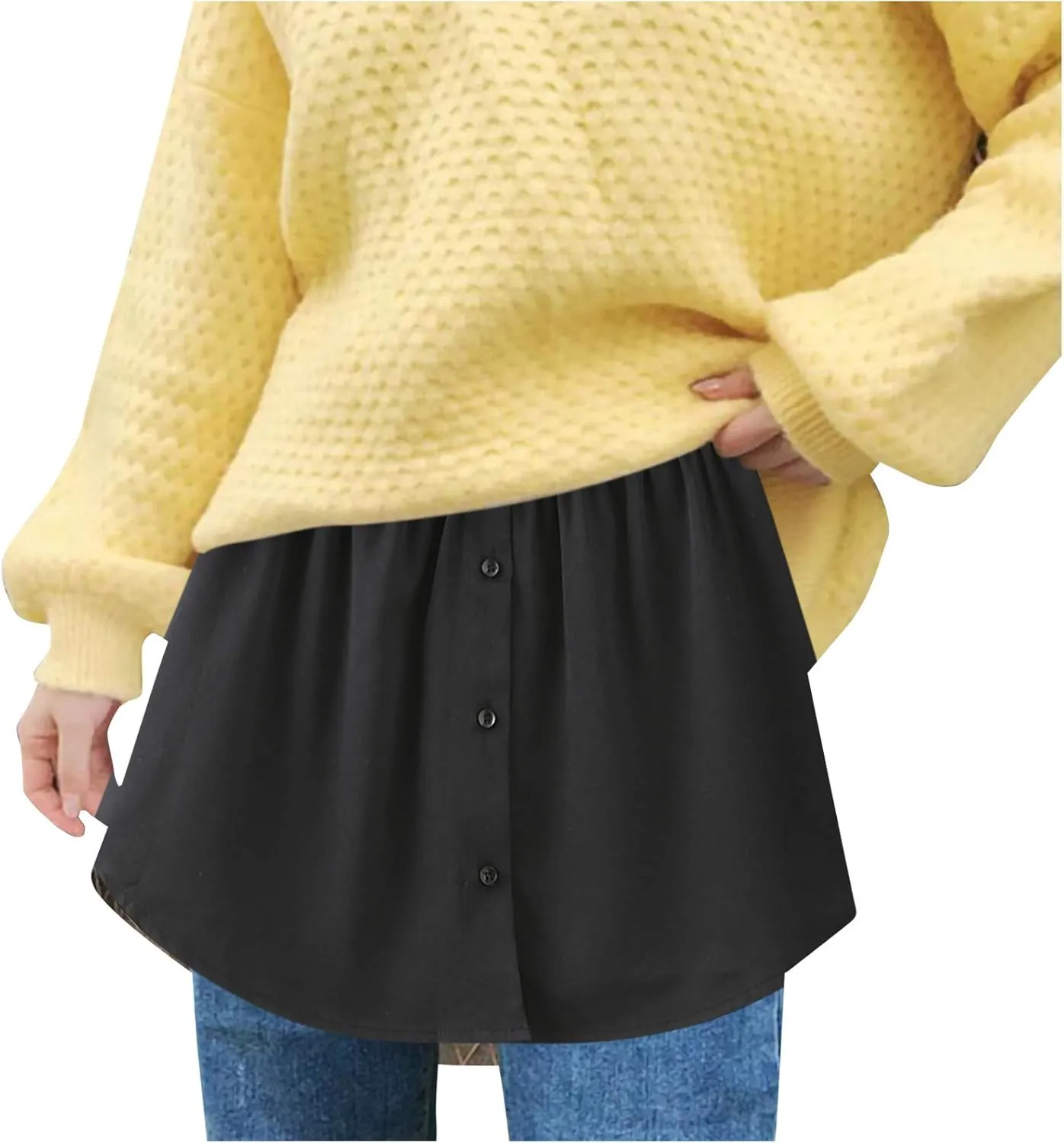 Womens Half Extender Mini Skirts Casual Solid Versatile Short Skirt Shirts Curved Hem Plus Skirt Funny Waist Accessory