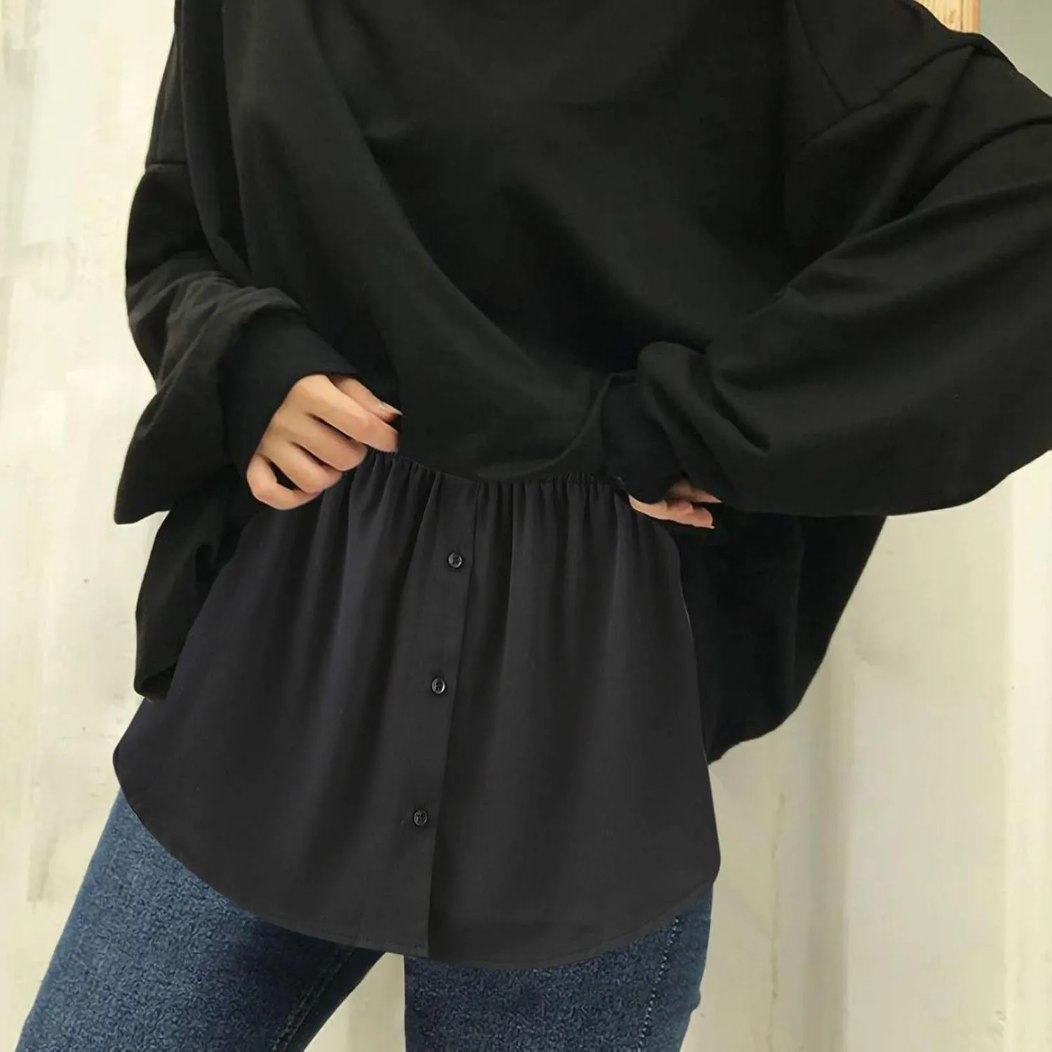 Womens Half Extender Mini Skirts Casual Solid Versatile Short Skirt Shirts Curved Hem Plus Skirt Funny Waist Accessory