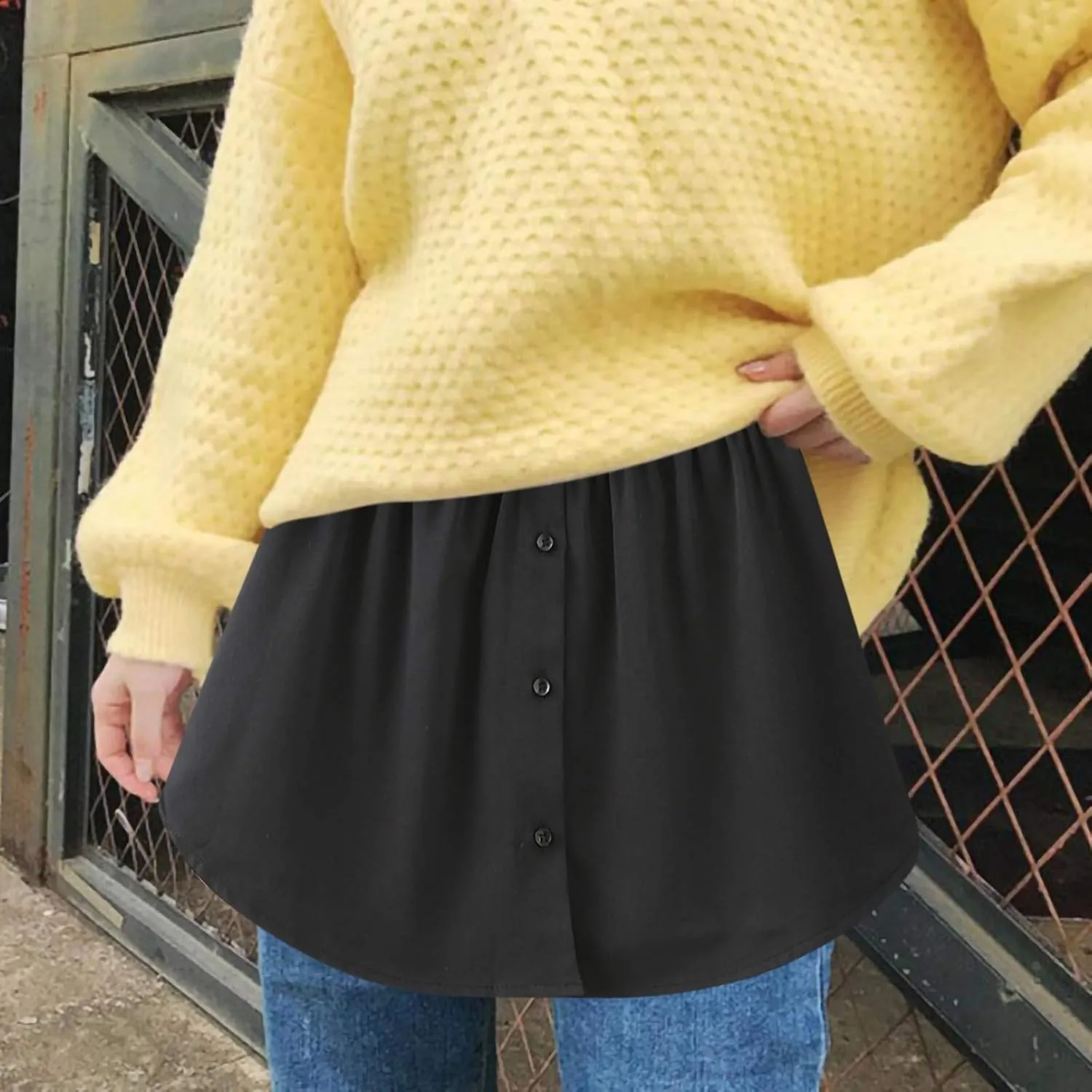 Womens Half Extender Mini Skirts Casual Solid Versatile Short Skirt Shirts Curved Hem Plus Skirt Funny Waist Accessory