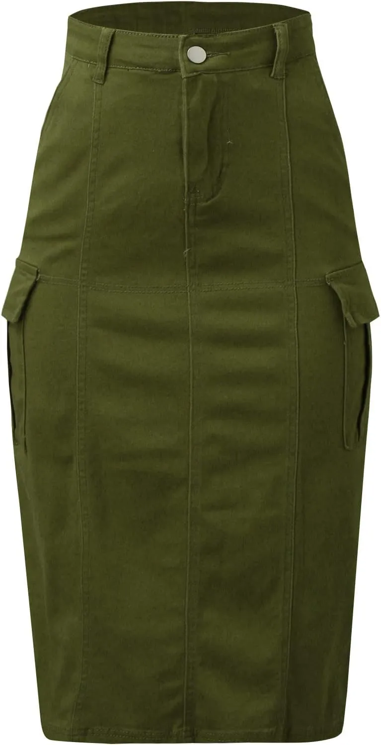 Women's High Waisted Tennis Skirt Women Skirt Solid Casual High Waist Skirt with Pockets A Line Elegant Summer