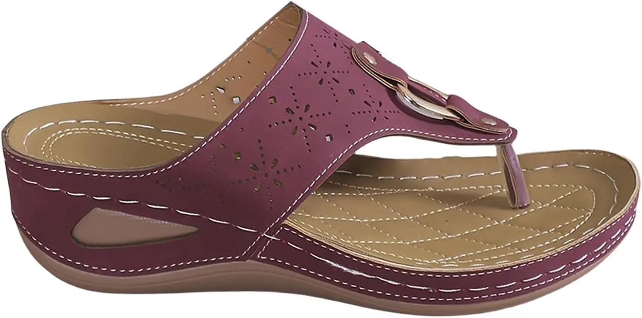 Women's Leather Orthopedic Sandals Breathable Mesh Sports Flip Flops Arch Support Slippers Beach Walking Sandals