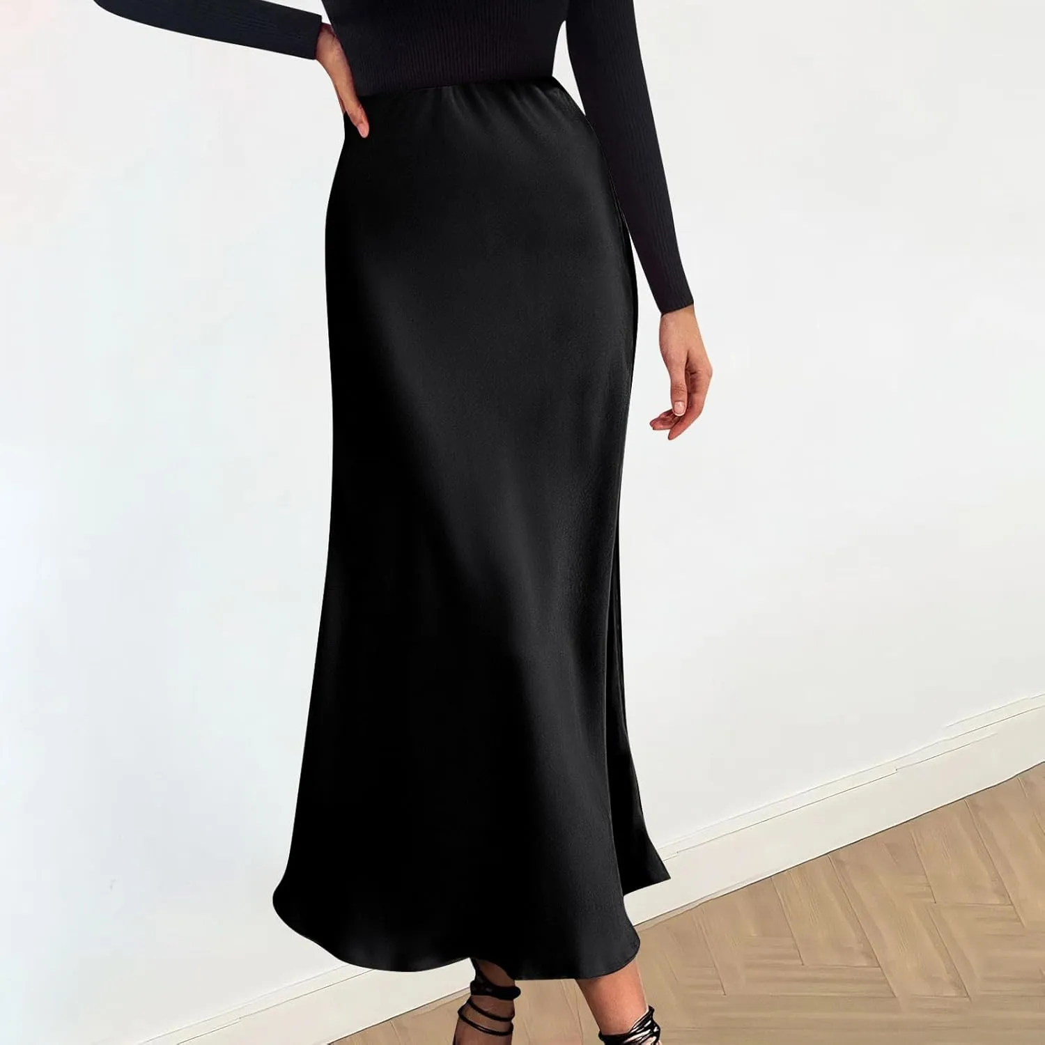 Women's Long Skirt Dressy Casual High Waisted A Line Flowy Ruffle Elegant Party Skirts Trendy Comfortable Solid Skirt