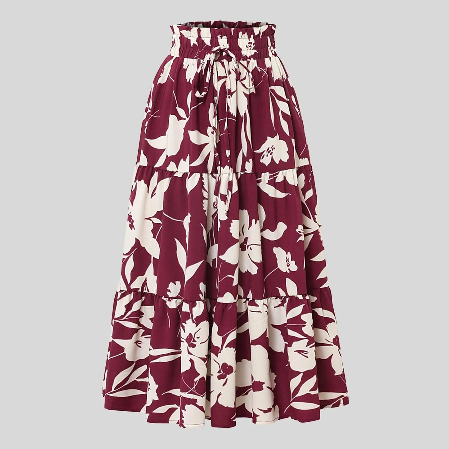 Womens Maxi Skirts Casual Drawstring High Slim Waist Flowy Summer Casual Elegant Beach Vacation Floral 2025