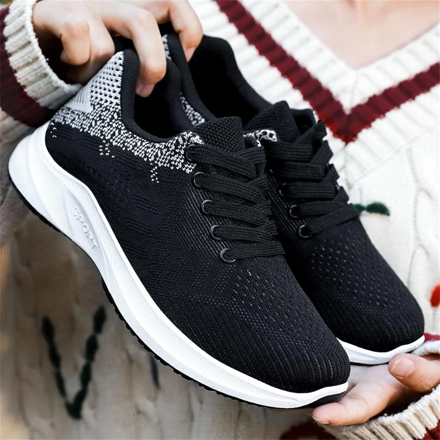 Women's Mesh Sneakers Lace Up Lightweight Casual Sneakers Comfortable Non-Slip Breathable Walking Shoes Orthopedic Shoes with Arch Support