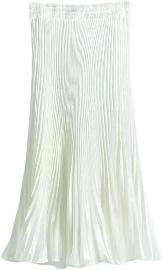 Women's Pleated Skirt Female Spring Japan Style Casual High Waist Midi Long Skirts