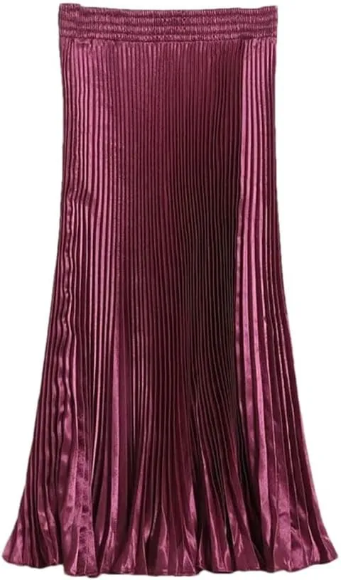 Women's Pleated Skirt Female Spring Japan Style Casual High Waist Midi Long Skirts
