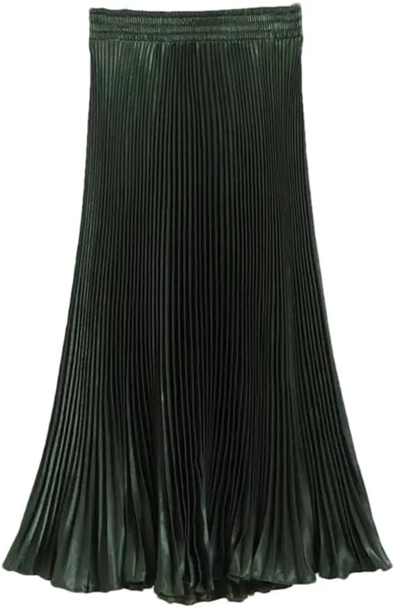 Women's Pleated Skirt Female Spring Japan Style Casual High Waist Midi Long Skirts