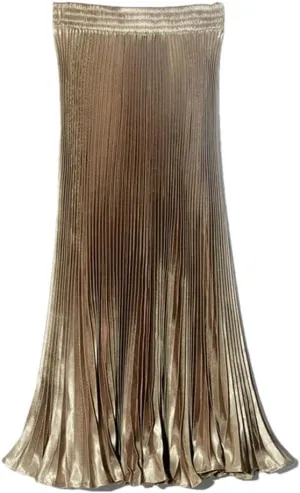 Women's Pleated Skirt Female Spring Japan Style Casual High Waist Midi Long Skirts