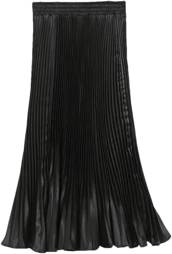 Women's Pleated Skirt Female Spring Japan Style Casual High Waist Midi Long Skirts