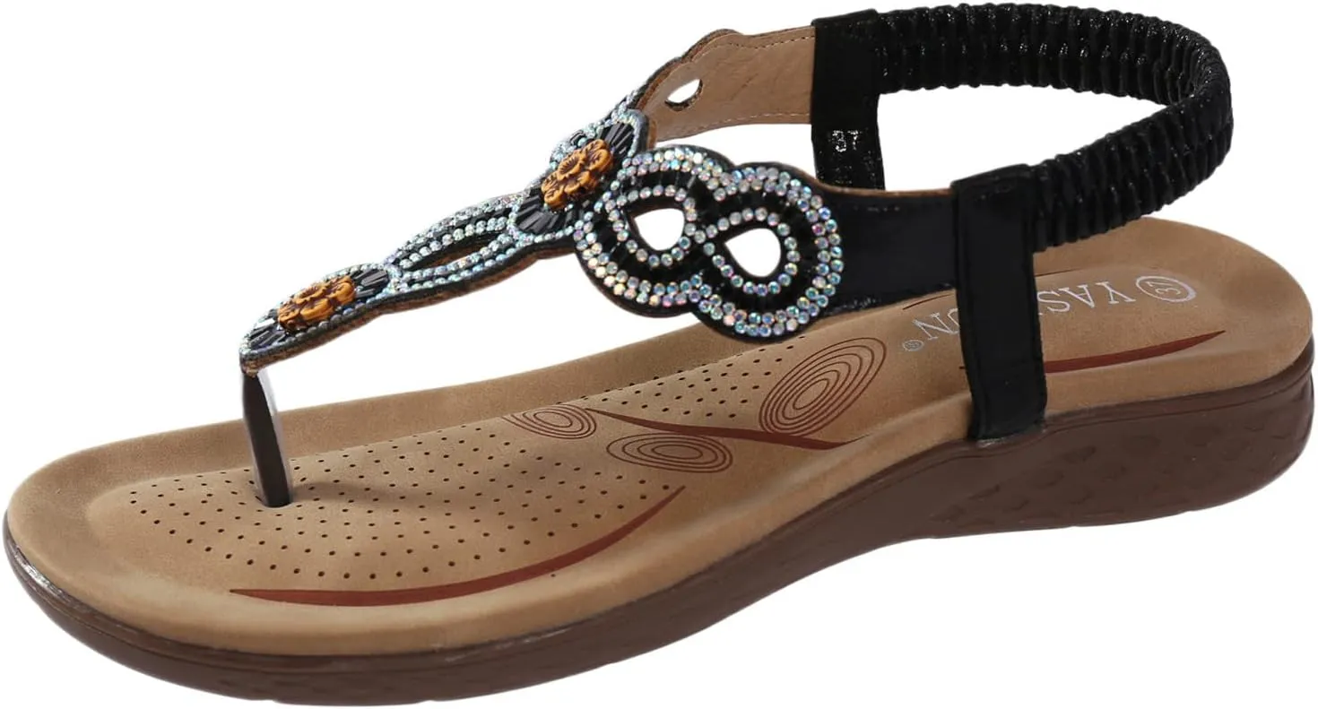 Women's Sandals Arch Support Sandals Summer Beach Flat Sandal Travel Walking Flip Flops Comfortable Dress Thong Shoes