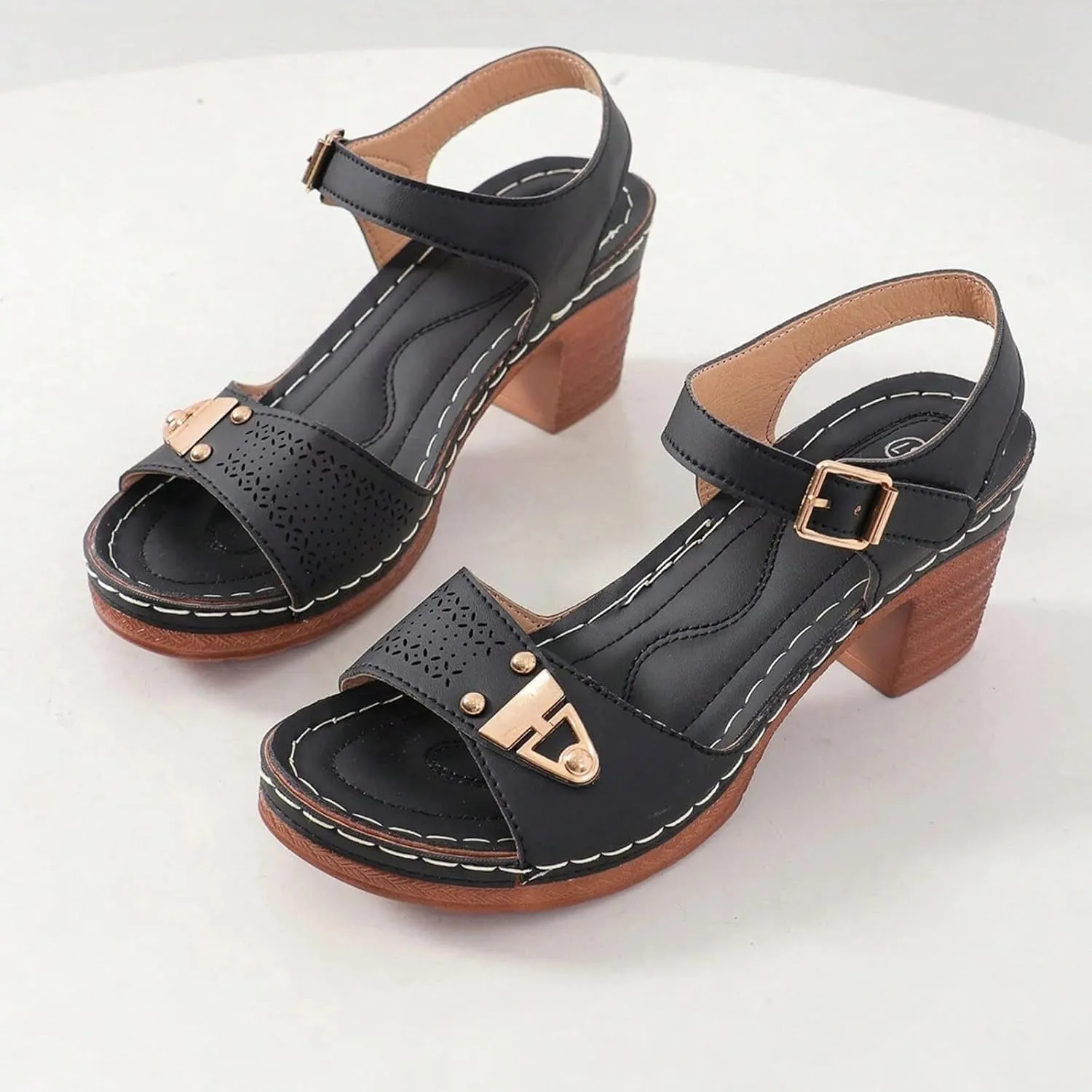 Womens Sandals Block Chunky Platform High Heels Open Toe Sandal Casual Party Wedding Event Summer Shoes Casual Ankle Strap Dress Comfort Sandals