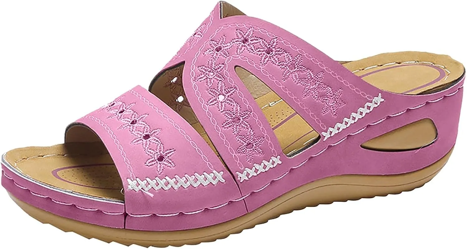 Womens Sandals Comfortable Dressy Wedge Sandals Wide Width Orthopedic Sandals Hollow Out Mesh Casual Sports Sandals