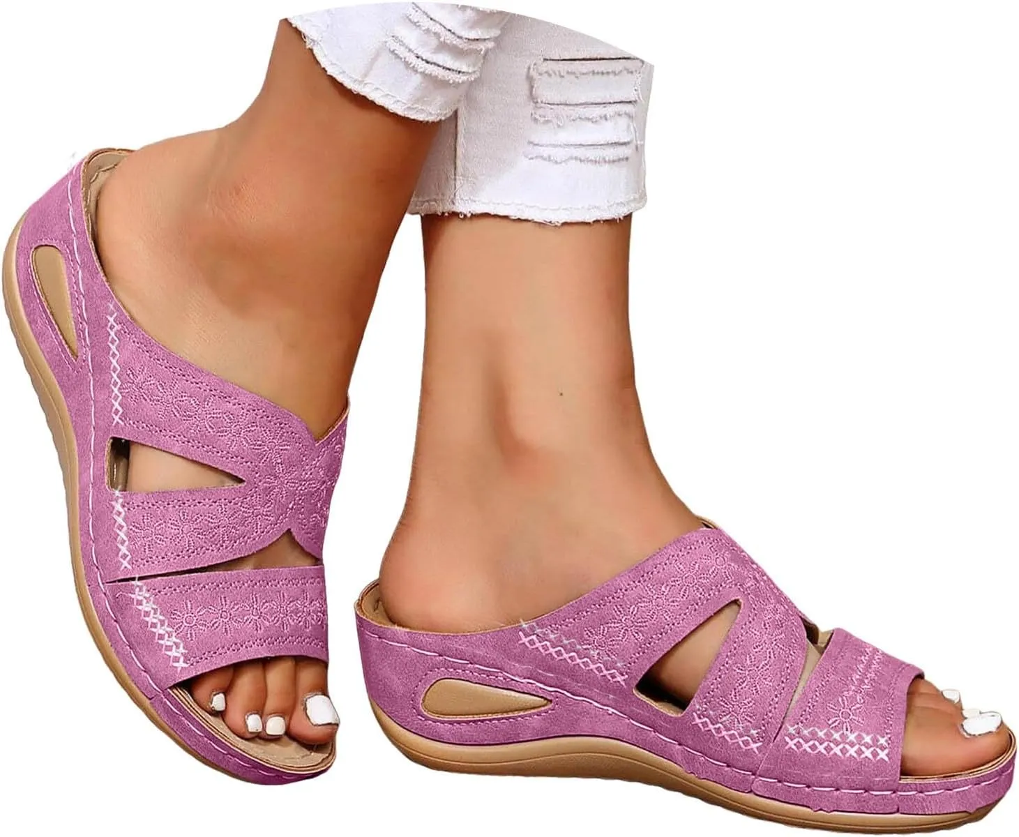 Womens Sandals Comfortable Dressy Wedge Sandals Wide Width Orthopedic Sandals Hollow Out Mesh Casual Sports Sandals