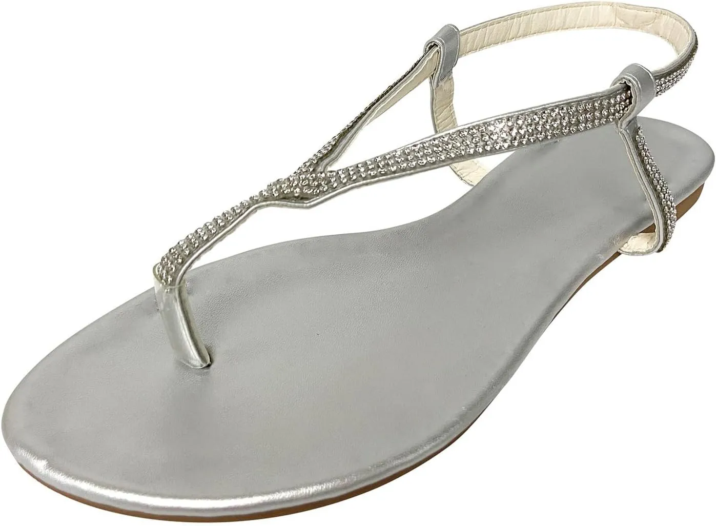 Women's Sandals Rhinestone Flat Summer Shoes T-Strap Thong Bohemian Casual Dressy Comfortable Sandals for Women