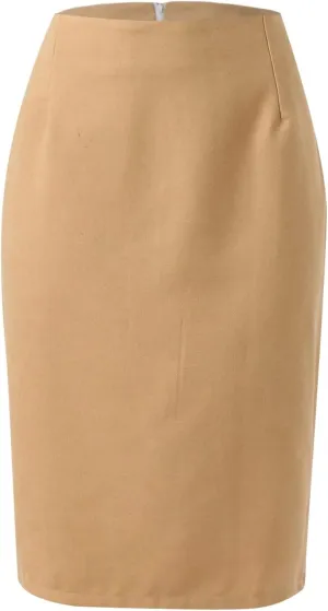Women's Skirts Solid Casual High Waist Skirt A Line Elegant Summer Skirts Midi Skirt Knee Length Plus Size