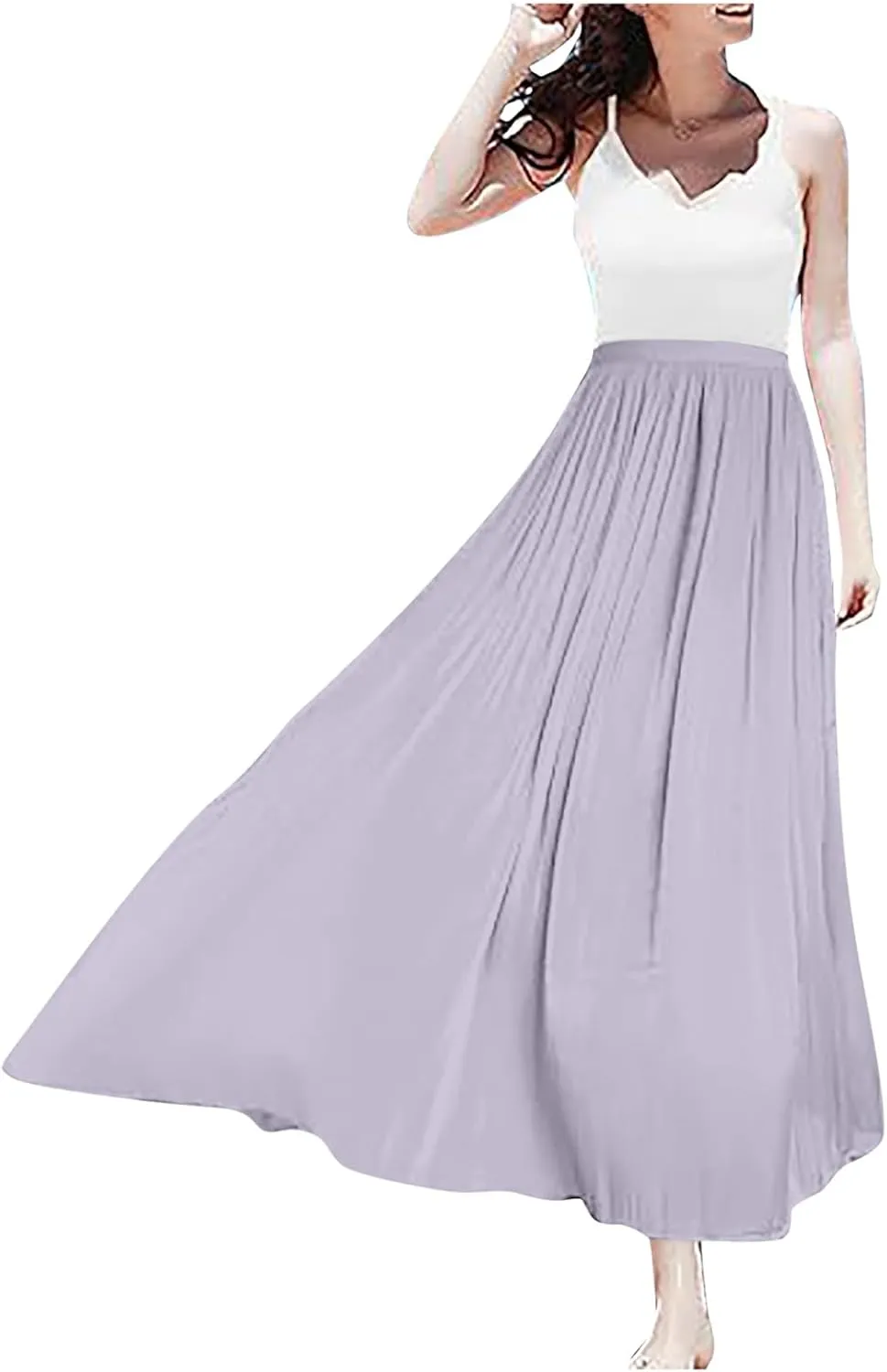 Women's Skirts Women's Metallic Shiny Maxi Skirts Lightweight Silky Flowy Skirt for Summer Beach Holiday