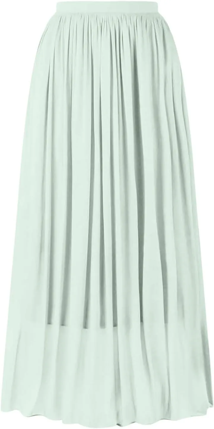Women's Skirts Women's Metallic Shiny Maxi Skirts Lightweight Silky Flowy Skirt for Summer Beach Holiday