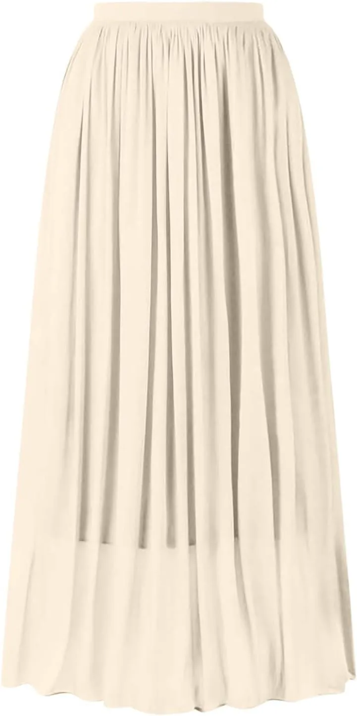 Women's Skirts Women's Metallic Shiny Maxi Skirts Lightweight Silky Flowy Skirt for Summer Beach Holiday