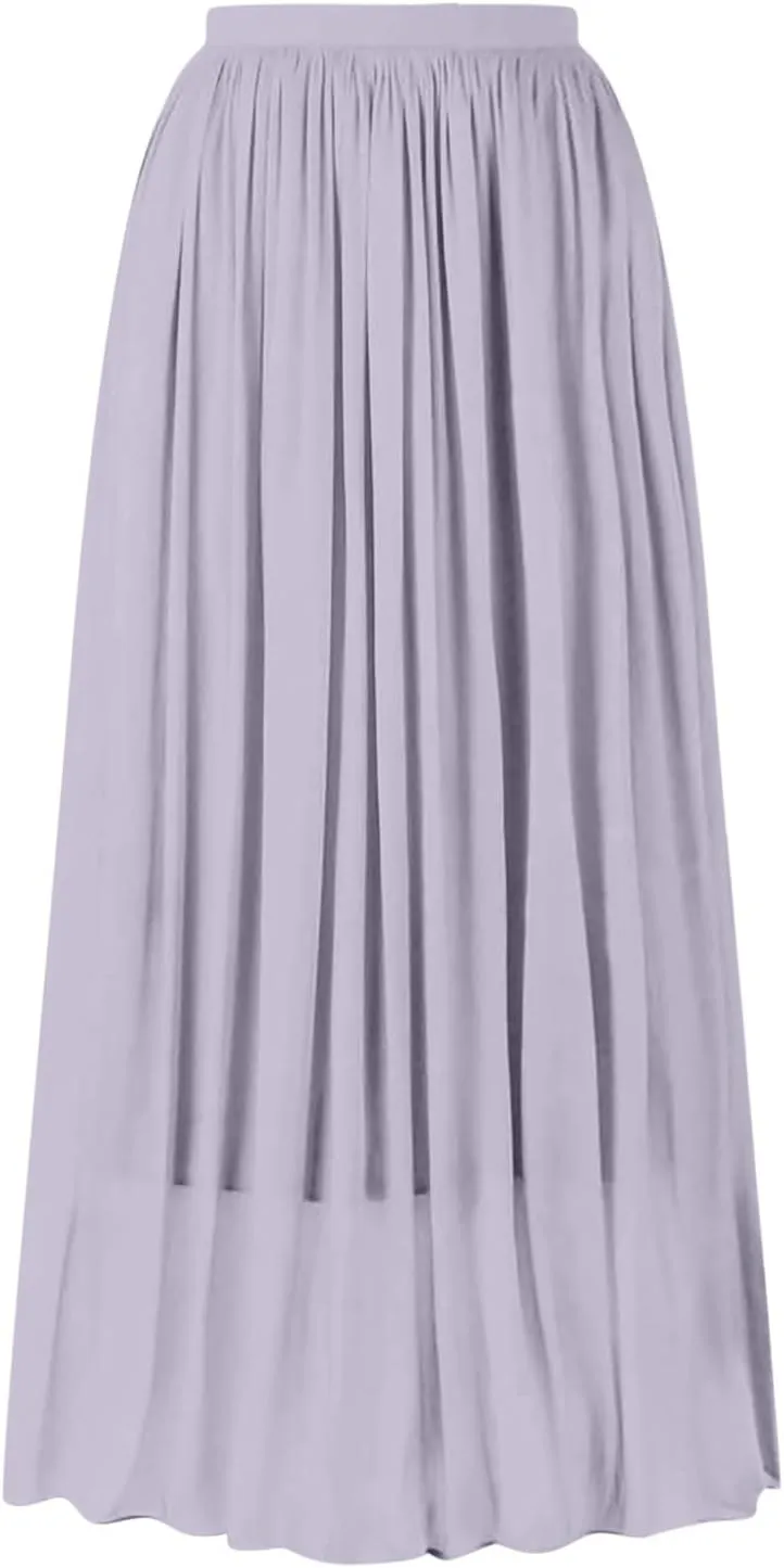 Women's Skirts Women's Metallic Shiny Maxi Skirts Lightweight Silky Flowy Skirt for Summer Beach Holiday