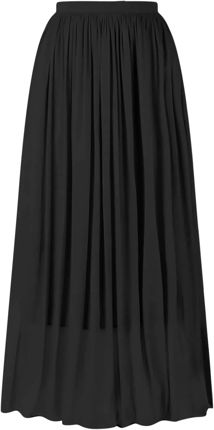 Women's Skirts Women's Metallic Shiny Maxi Skirts Lightweight Silky Flowy Skirt for Summer Beach Holiday