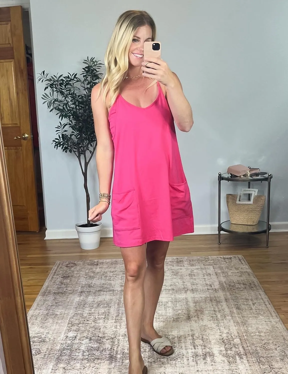 Womens Sleeveless Athletic Hot Shot Mini Dress with Built-in Shorts Sundress
