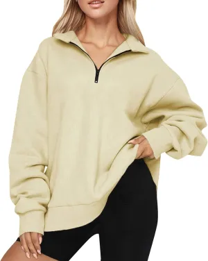 Women'S Sportswear Loose and Comfortable Casual Loose Half Zipper Long Sleeved Sweatshirt