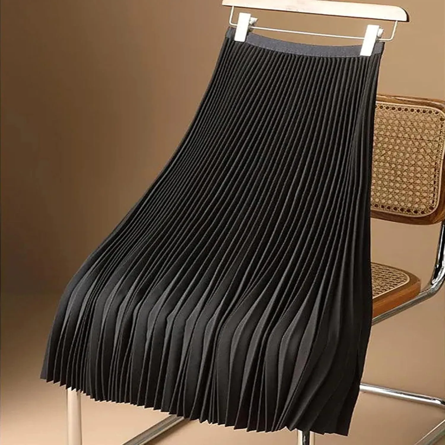 Women's Stain Skirts Fashion Pleated Classic Trending Skirt Silk Smooth Summer Skirt A Line Flowy Baggy Skirt