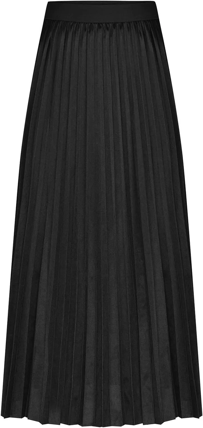 Women's Stain Skirts Fashion Pleated Classic Trending Skirt Silk Smooth Summer Skirt A Line Flowy Baggy Skirt